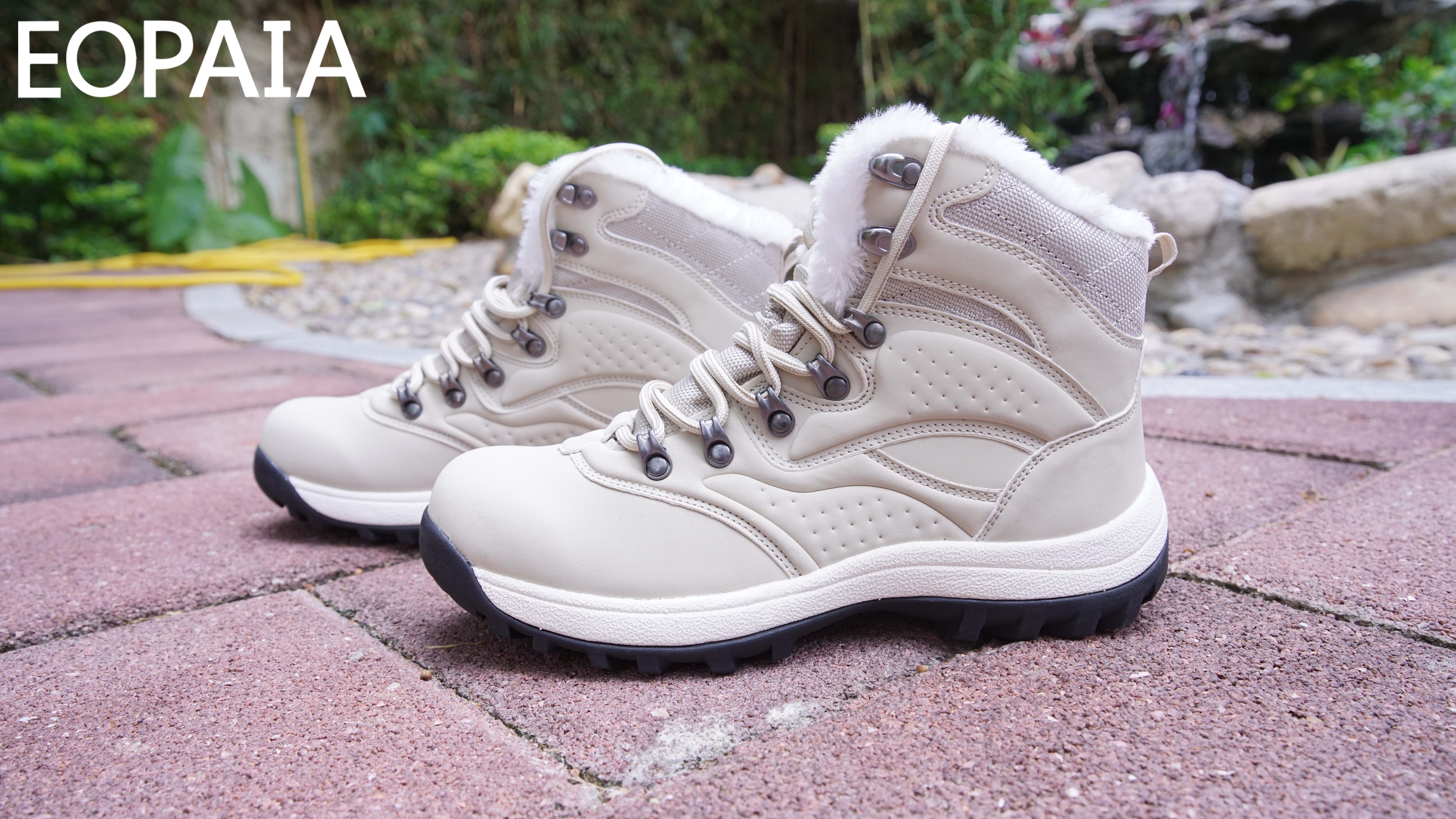 white middle-top women’s wool lining cold-proof outdoor hiking boots
